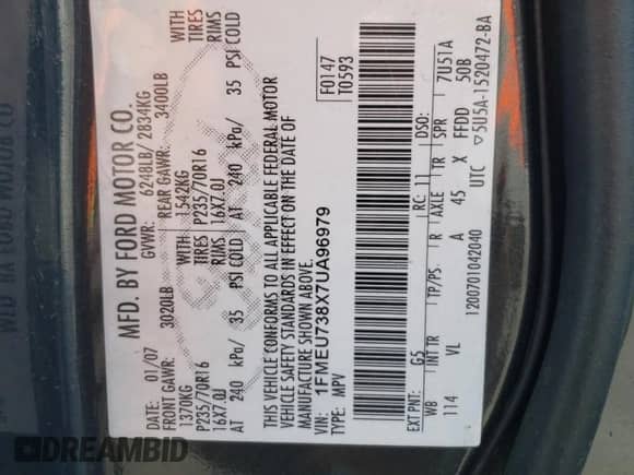 2007 Ford Explorer XLT z VIN 1FMEU738X7UA96979, wystawiony jako Copart lot #46624805 z przebiegiem 90 581 mil mil oraz Szkoda całkowita • Salvage title. Historia ofert i sprzedaży dostępna na DreamBid. Obrazek 13.