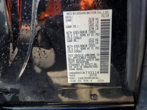 2018 Nissan Frontier SV с VIN 1N6AD0EV5JN735118, выставлен на аукционе Copart как лот 71194265 с пробегом 42 439 миль миль и Списание • Salvage title. История ставок и продаж доступна на DreamBid. Изображение 12.