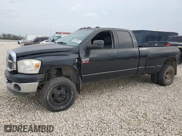 2008 Dodge 3500 Laramie with VIN 3D7MX48AX8G164113, listed as a Copart auction lot 43418454 with 187,666 mi miles and Salvage title. Bid and sale history available at DreamBid. Image 1.