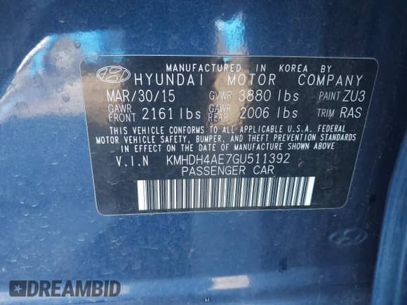 2016 Hyundai Elantra SE с VIN KMHDH4AE7GU511392, выставлен на аукционе IAAI как лот 40885805 с пробегом 83 178 миль миль и . История ставок и продаж доступна на DreamBid. Изображение 9.