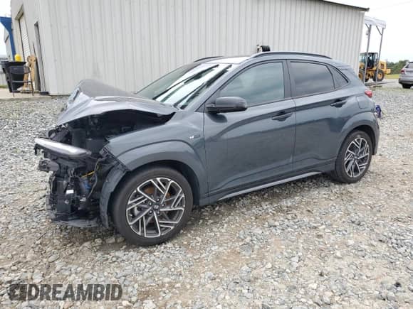 2022 Hyundai Kona N Line with VIN KM8K33A32NU887462, listed as a Copart auction lot 58617665 with 120,908 mi miles and Salvage title. Bid and sale history available at DreamBid. Image 1.