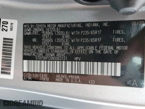 2022 Toyota Sienna XLE z VIN 5TDYSKFC0NS063131, wystawiony jako Copart lot #51528125 z przebiegiem 27 520 mil mil oraz Szkoda całkowita • Salvage title. Historia ofert i sprzedaży dostępna na DreamBid. Obrazek 15.