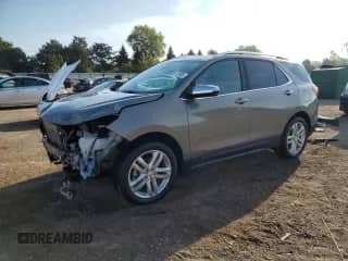 2018 Chevrolet Equinox Premier with VIN 3GNAXWEX0JS543164, listed as a Copart auction lot 80172865 with 52,811 mi miles and Salvage title. Bid and sale history available at DreamBid. Image 1.
