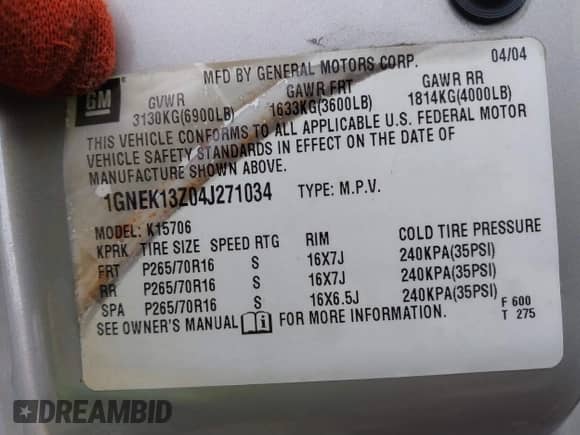2004 Chevrolet Tahoe LS с VIN 1GNEK13Z04J271034, выставлен на аукционе IAAI как лот 41796281 с пробегом 213 966 миль миль и . История ставок и продаж доступна на DreamBid. Изображение 9.