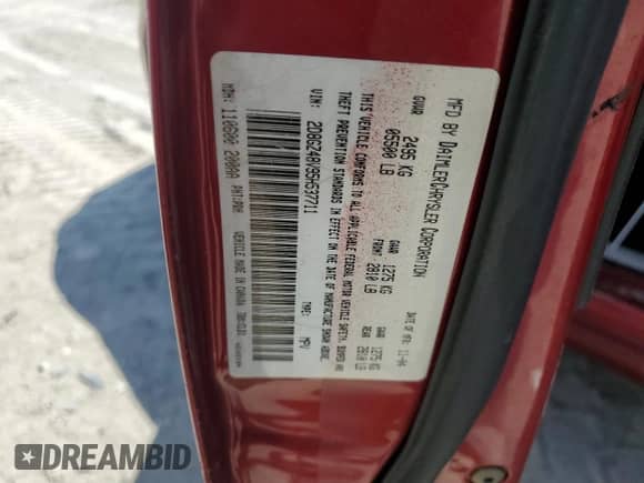 2005 Dodge Magnum SXT with VIN 2D8GZ48V95H537711, listed as a Copart auction lot 58904545 with Not provided miles and Salvage title. Bid and sale history available at DreamBid. Image 12.