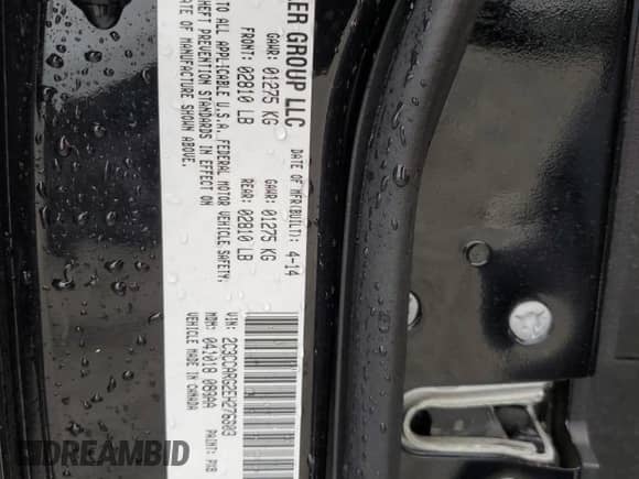 2014 Chrysler 300 z VIN 2C3CCARG2EH276603, wystawiony jako Copart lot #85109795 z przebiegiem 175 225 mil mil oraz Szkoda całkowita • Salvage title. Historia ofert i sprzedaży dostępna na DreamBid. Obrazek 12.