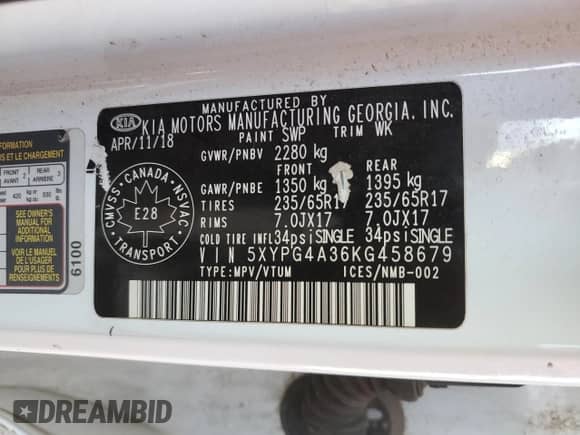 2019 Kia Sorento L z VIN 5XYPG4A36KG458679, wystawiony jako Copart lot #85893055 z przebiegiem 221 977 mil mil oraz Czysty tytuł • Clean title. Historia ofert i sprzedaży dostępna na DreamBid. Obrazek 13.