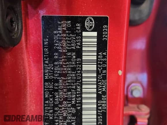 2020 Toyota Camry SE z VIN 4T1G11AK7LU343219, wystawiony jako Copart lot #81579865 z przebiegiem 112 634 mil mil oraz Nie do naprawy • Non repairable. Historia ofert i sprzedaży dostępna na DreamBid. Obrazek 12.