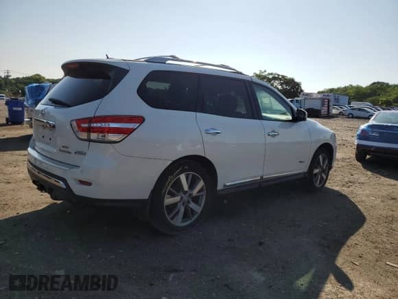 2014 Nissan Pathfinder Platinum Hybrid with VIN 5N1CR2MM6EC653459, listed as a Copart auction lot 61340545 with 148,062 mi miles and Salvage title. Bid and sale history available at DreamBid. Image 3.