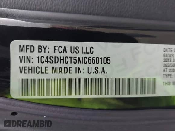 2021 Dodge Durango R/T z VIN 1C4SDHCT5MC660105, wystawiony jako IAAI lot #42373172 z przebiegiem 75 227 mil mil oraz . Historia ofert i sprzedaży dostępna na DreamBid. Obrazek 9.