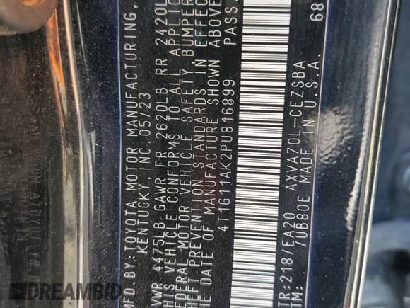 2023 Toyota Camry SE z VIN 4T1G11AK2PU816899, wystawiony jako Copart lot #71799045 z przebiegiem 52 796 mil mil oraz Czysty tytuł • Clean title. Historia ofert i sprzedaży dostępna na DreamBid. Obrazek 12.