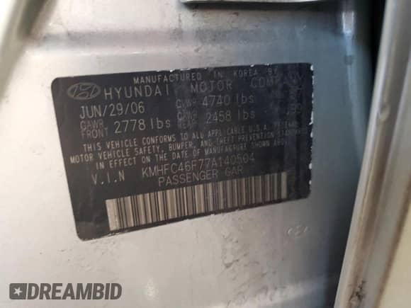 2007 Hyundai Azera SE с VIN KMHFC46F77A140504, выставлен на аукционе Copart как лот 43045455 с пробегом 153 731 миль миль и Списание • Salvage title. История ставок и продаж доступна на DreamBid. Изображение 12.