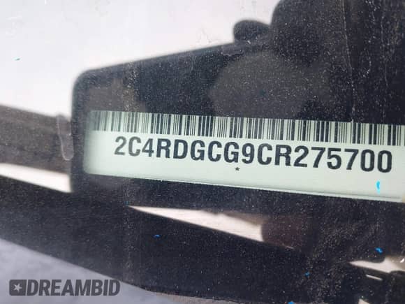 2012 Dodge Grand Caravan SXT with VIN 2C4RDGCG9CR275700, listed as a IAAI auction lot 43158372 with 168,109 mi miles and . Bid and sale history available at DreamBid. Image 9.