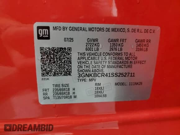 2025 Chevrolet Blazer LT z VIN 3GNKBCR41SS252711, wystawiony jako Copart lot #84912885 z przebiegiem 9 007 mil mil oraz Czysty tytuł • Clean title. Historia ofert i sprzedaży dostępna na DreamBid. Obrazek 14.