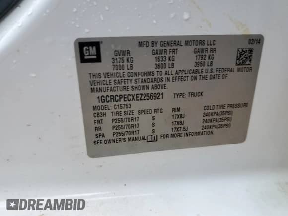 2014 Chevrolet Silverado 1500 Work Truck with VIN 1GCRCPECXEZ256921, listed as a Copart auction lot 85502424 with 286,938 mi miles and Clean title. Bid and sale history available at DreamBid. Image 12.