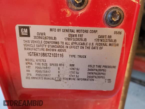 2007 GMC Sierra 1500 SLE1 с VIN 1GTEK19B67Z103116, выставлен на аукционе Copart как лот 43735245 с пробегом 312 454 миль миль и Списание • Salvage title. История ставок и продаж доступна на DreamBid. Изображение 14.