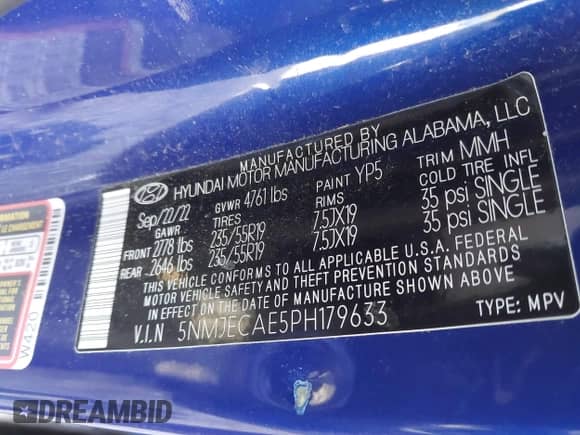 2023 Hyundai Tucson Limited with VIN 5NMJECAE5PH179633, listed as a IAAI auction lot 43167838 with 37,873 mi miles and . Bid and sale history available at DreamBid. Image 9.