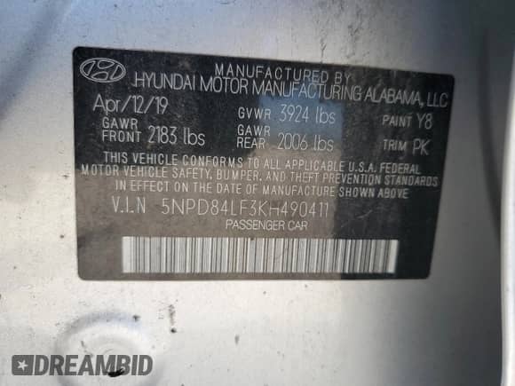 2019 Hyundai Elantra SEL с VIN 5NPD84LF3KH490411, выставлен на аукционе Copart как лот 80459935 с пробегом 77 057 миль миль и Списание • Salvage title. История ставок и продаж доступна на DreamBid. Изображение 12.