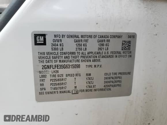 2016 Chevrolet Equinox LT with VIN 2GNFLFE35G6315098, listed as a Copart auction lot 60095105 with 148,848 mi miles and Clean title. Bid and sale history available at DreamBid. Image 13.