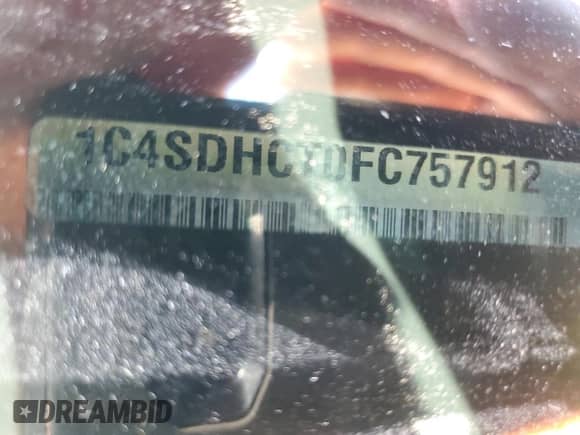 2015 Dodge Durango R/T with VIN 1C4SDHCT0FC757912, listed as a Copart auction lot 84566765 with 85,646 mi miles and Salvage title. Bid and sale history available at DreamBid. Image 13.
