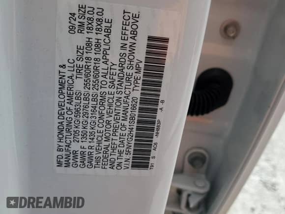 2025 Honda Pilot EX-L с VIN 5FNYG2H41SB016620, выставлен на аукционе Copart как лот 66487725 с пробегом 19 504 миль миль и Списание • Salvage title. История ставок и продаж доступна на DreamBid. Изображение 13.