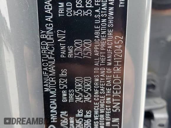 2024 Hyundai Santa Cruz Limited с VIN 5NTJEDDF1RH120452, выставлен на аукционе Copart как лот 64766425 с пробегом 8 261 миль миль и Списание • Salvage title. История ставок и продаж доступна на DreamBid. Изображение 13.