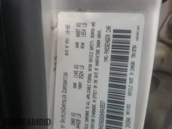 2003 Dodge Intrepid ES with VIN 2B3HD56G83H543557, listed as a Copart auction lot 72656874 with 185,193 mi miles and Clean title. Bid and sale history available at DreamBid. Image 12.