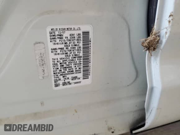 2008 Nissan Rogue SL с VIN JN8AS58V08W130398, выставлен на аукционе Copart как лот 68092705 с пробегом Не указан миль и Списание • Salvage title. История ставок и продаж доступна на DreamBid. Изображение 13.