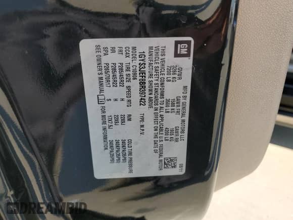 2011 Cadillac Escalade ESV Premium with VIN 1GYS3JEF8BR397422, listed as a Copart auction lot 68575914 with Not provided miles and Salvage title. Bid and sale history available at DreamBid. Image 14.