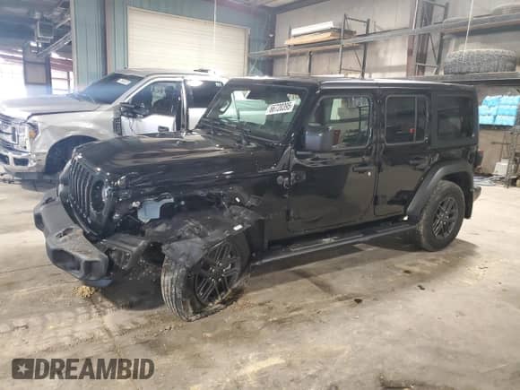 2024 Jeep Wrangler Sport S с VIN 1C4PJXDGXRW207341, выставлен на аукционе Copart как лот 66720395 с пробегом 22 942 миль миль и Списание • Salvage title. История ставок и продаж доступна на DreamBid. Изображение 1.