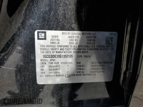 2016 Chevrolet Colorado 2WD Z71 с VIN 1GCGSDE30G1350185, выставлен на аукционе Copart как лот 81460555 с пробегом 57 644 миль миль и Списание • Salvage title. История ставок и продаж доступна на DreamBid. Изображение 12.
