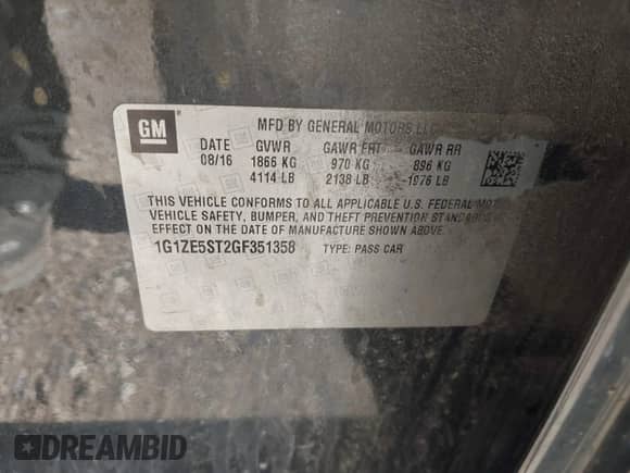 2016 Chevrolet Malibu LT с VIN 1G1ZE5ST2GF351358, выставлен на аукционе IAAI как лот 42392323 с пробегом 143 583 миль миль и . История ставок и продаж доступна на DreamBid. Изображение 9.