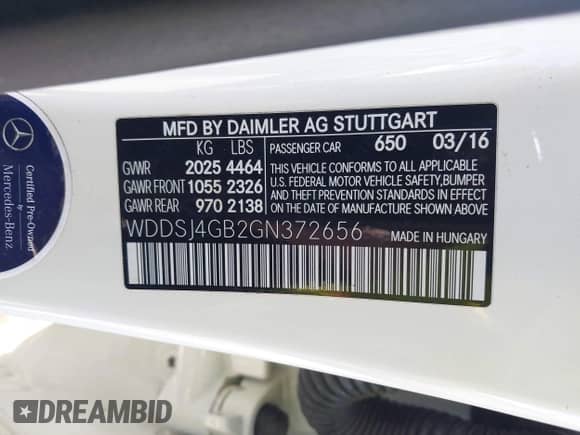 2016 Mercedes-Benz CLA 250 with VIN WDDSJ4GB2GN372656, listed as a IAAI auction lot 43252603 with 140,978 mi miles and . Bid and sale history available at DreamBid. Image 9.