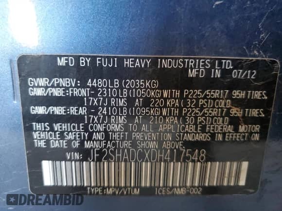 2013 Subaru Forester X Premium z VIN JF2SHADCXDH417548, wystawiony jako Copart lot #82001475 z przebiegiem 177 571 mil mil oraz Czysty tytuł • Clean title. Historia ofert i sprzedaży dostępna na DreamBid. Obrazek 12.