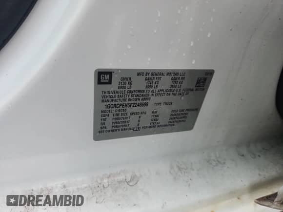 2015 Chevrolet Silverado 1500 Work Truck с VIN 1GCRCPEH5FZ248688, выставлен на аукционе Copart как лот 67912205 с пробегом 212 209 миль миль и Списание • Salvage title. История ставок и продаж доступна на DreamBid. Изображение 12.