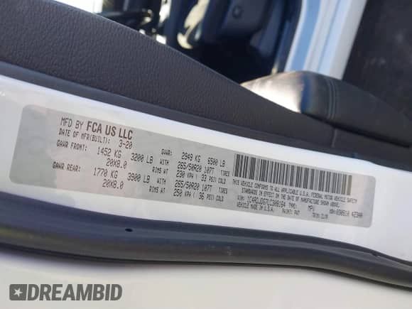 2020 Dodge Durango GT with VIN 1C4RDJDG7LC308164, listed as a IAAI auction lot 41337877 with 82,314 mi miles and . Bid and sale history available at DreamBid. Image 9.