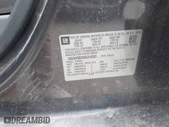 2016 Chevrolet Silverado 1500 LTZ с VIN 3GCUKSEC8GG239263, выставлен на аукционе IAAI как лот 42407990 с пробегом 174 821 миль миль и . История ставок и продаж доступна на DreamBid. Изображение 9.