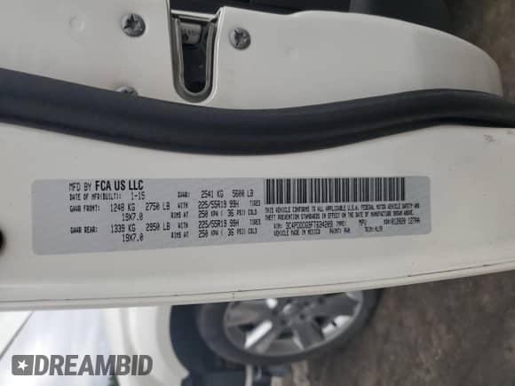 2015 Dodge Journey Limited с VIN 3C4PDDDG9FT634209, выставлен на аукционе Copart как лот 81478625 с пробегом 60 397 миль миль и Списание • Salvage title. История ставок и продаж доступна на DreamBid. Изображение 14.