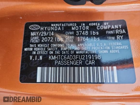 2015 Hyundai Veloster with VIN KMHTC6AD3FU219198, listed as a Copart auction lot 81516035 with 77,510 mi miles and Salvage title. Bid and sale history available at DreamBid. Image 12.