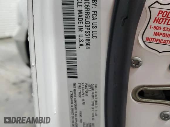 2023 Ram 1500 SLT z VIN 1C6RR6LG3PS518604, wystawiony jako Copart lot #61796695 z przebiegiem 50 203 mil mil oraz Nie do naprawy • Non repairable. Historia ofert i sprzedaży dostępna na DreamBid. Obrazek 13.