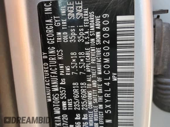 2021 Kia Sorento S with VIN 5XYRL4LC0MG020809, listed as a Copart auction lot 63626805 with 23,688 mi miles and Salvage title. Bid and sale history available at DreamBid. Image 13.