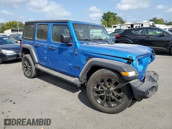 2023 Jeep Wrangler Sport S with VIN 1C4HJXDG7PW677814, listed as a Copart auction lot 67802085 with 28,546 mi miles and Salvage title. Bid and sale history available at DreamBid. Image 4.