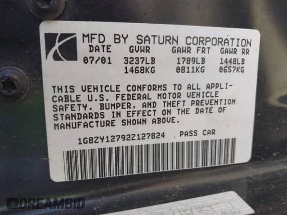 2002 Saturn SC with VIN 1G8ZY12792Z127824, listed as a IAAI auction lot 41760132 with 80,908 mi miles and . Bid and sale history available at DreamBid. Image 9.