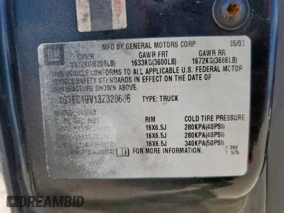 2003 GMC Sierra 1500 SLE с VIN 1GTEC19V13Z320686, выставлен на аукционе Copart как лот 66172165 с пробегом Не указан миль и Списание • Salvage title. История ставок и продаж доступна на DreamBid. Изображение 12.