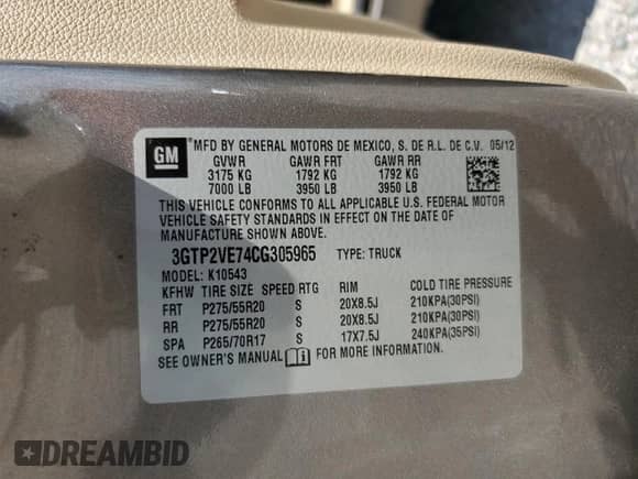 2012 GMC Sierra 1500 SLE с VIN 3GTP2VE74CG305965, выставлен на аукционе Copart как лот 66465205 с пробегом 143 149 миль миль и Списание • Salvage title. История ставок и продаж доступна на DreamBid. Изображение 12.