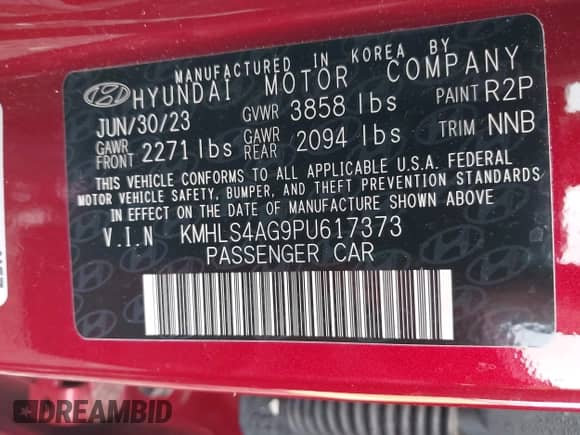 2023 Hyundai Elantra SEL с VIN KMHLS4AG9PU617373, выставлен на аукционе IAAI как лот 43299451 с пробегом 11 901 миль миль и . История ставок и продаж доступна на DreamBid. Изображение 9.