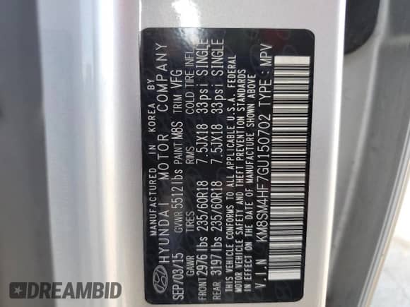 2016 Hyundai Santa Fe SE with VIN KM8SM4HF7GU150702, listed as a Copart auction lot 86486565 with 163,717 mi miles and Salvage title. Bid and sale history available at DreamBid. Image 13.