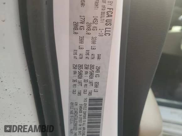 2018 Dodge Durango Citadel with VIN 1C4RDHEG0JC290322, listed as a Copart auction lot 57356605 with 177,178 mi miles and Salvage title. Bid and sale history available at DreamBid. Image 13.