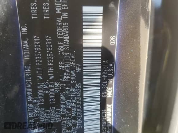 2018 Toyota Sienna LE with VIN 5TDKZ3DC9JS948285, listed as a Copart auction lot 82350405 with 239,754 mi miles and Salvage title. Bid and sale history available at DreamBid. Image 13.