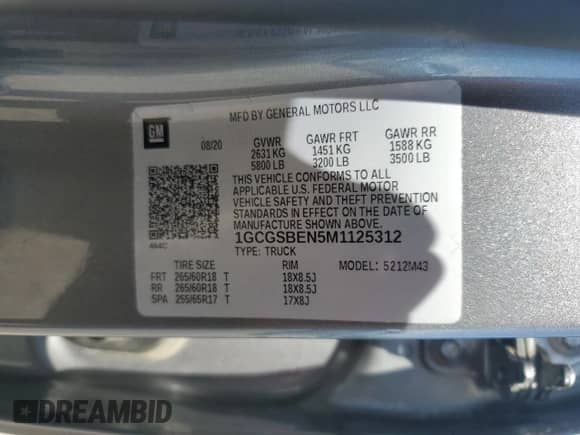 2021 Chevrolet Colorado 2WD Work Truck с VIN 1GCGSBEN5M1125312, выставлен на аукционе Copart как лот 58710305 с пробегом 75 283 миль миль и Списание • Salvage title. История ставок и продаж доступна на DreamBid. Изображение 12.